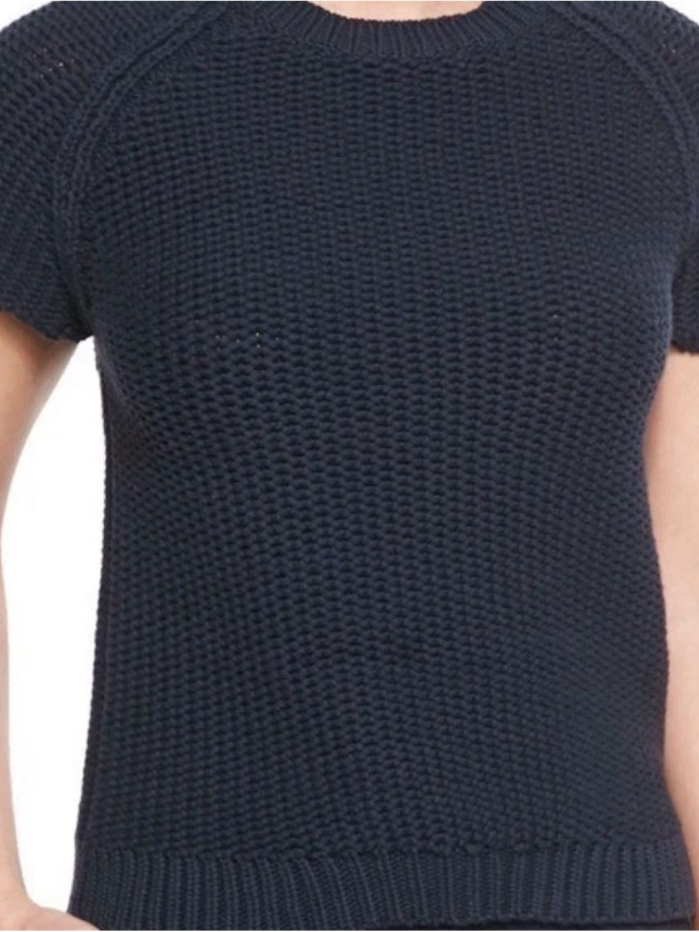 THEORY Dontalyn Roping Knit Black Short Sleeve Top